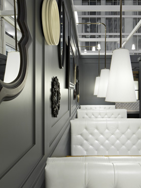 Gallerie Bar & Bistro detail at Hilton Columbus Downtown Atrium in Columbus, Ohio. Photographed by Nathan Kirkman